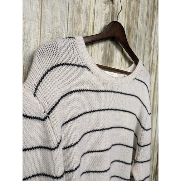 Vince 100% Cashmere Striped Crewneck Women's Knit Sweater White XXL NWT $395 - Picture 3 of 13
